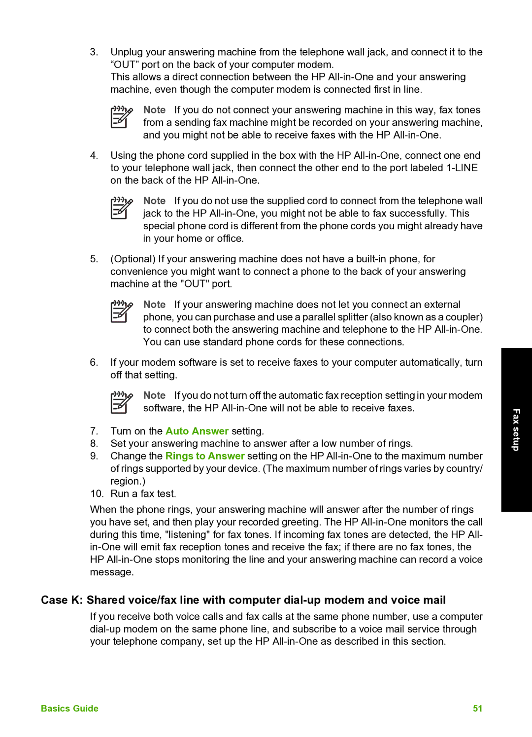 HP C7100 manual Fax setup 