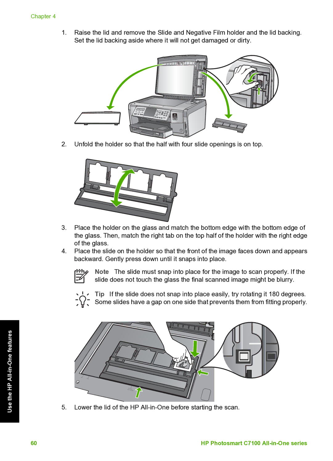 HP C7100 manual Lower the lid of the HP All-in-One before starting the scan 