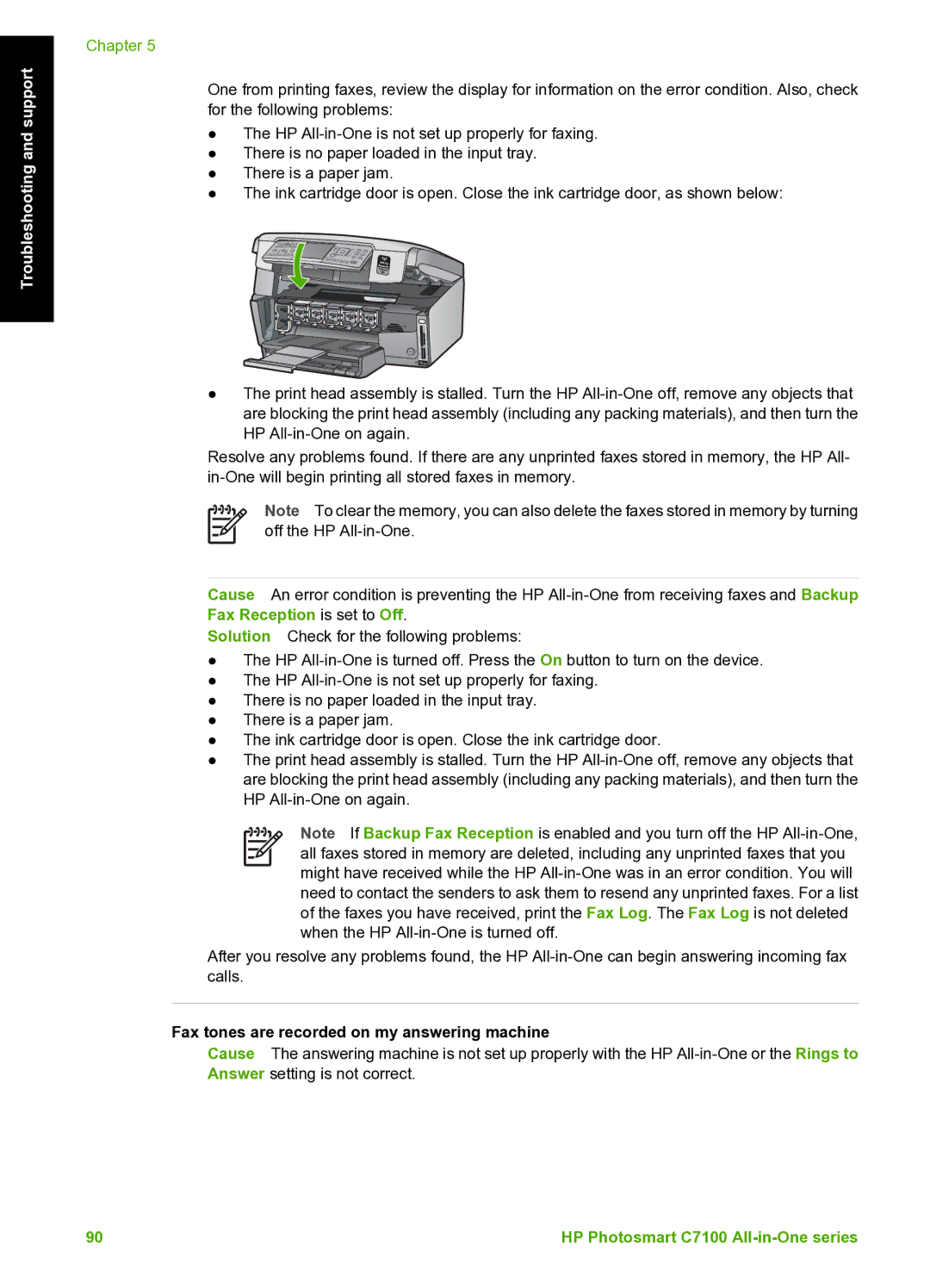 HP C7100 manual Fax tones are recorded on my answering machine 