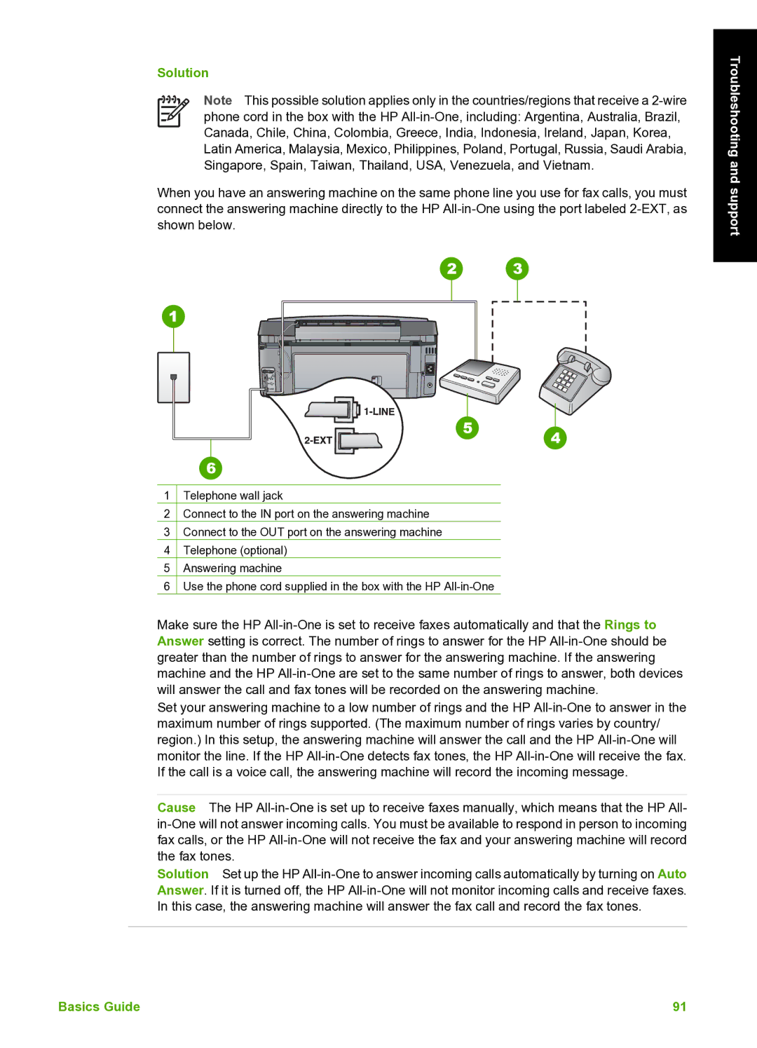 HP C7100 manual Telephone wall jack 