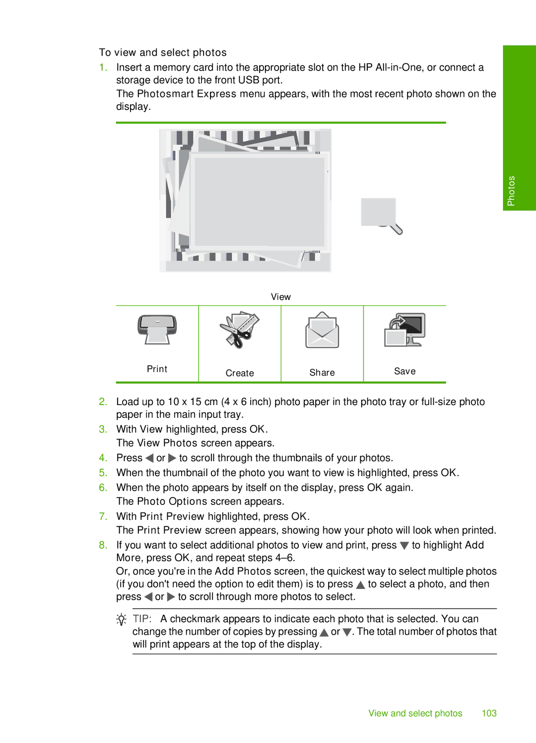 HP C7280, C7250, C7288 manual To view and select photos 