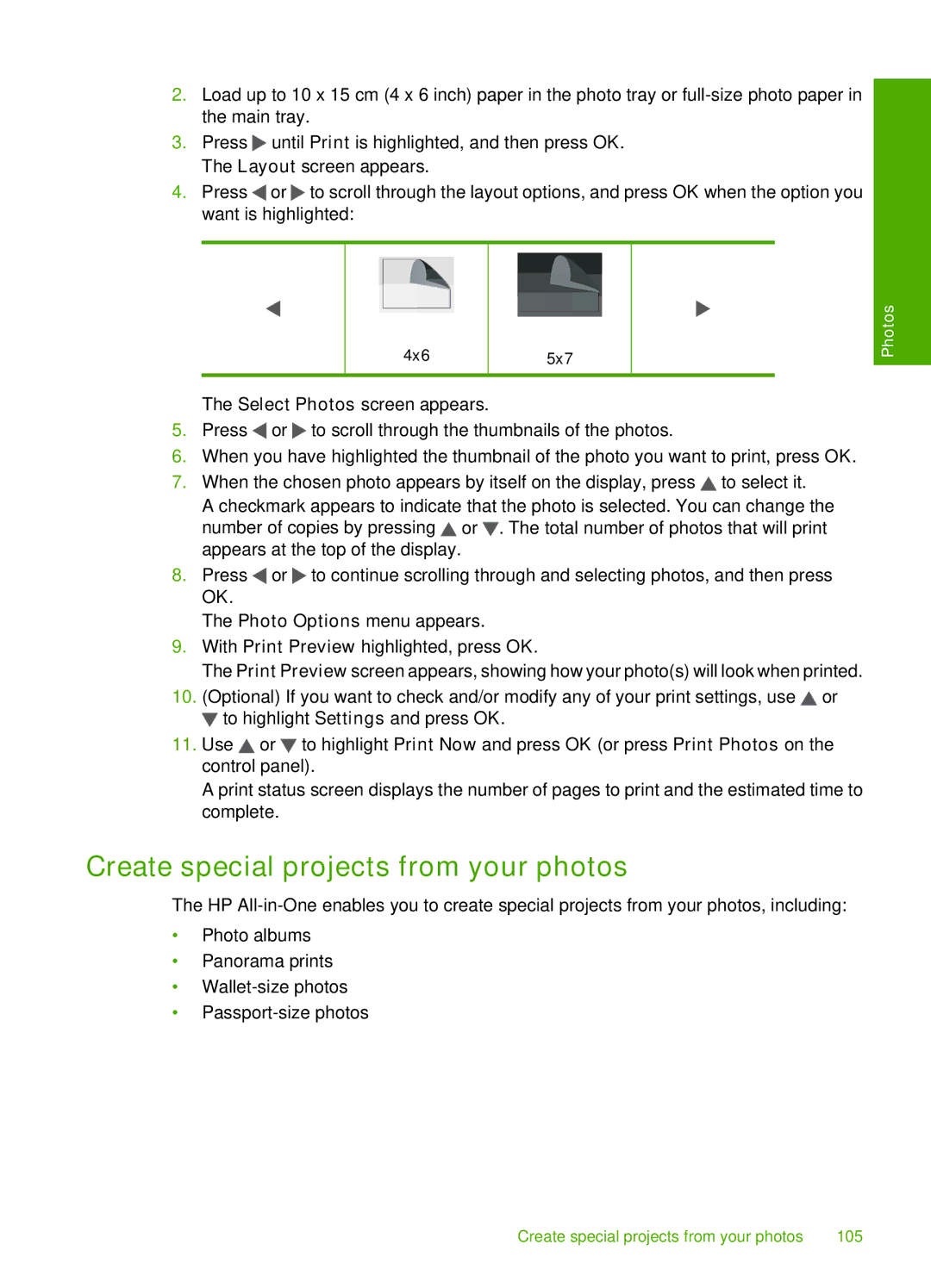 HP C7288, C7250, C7280 manual Create special projects from your photos 