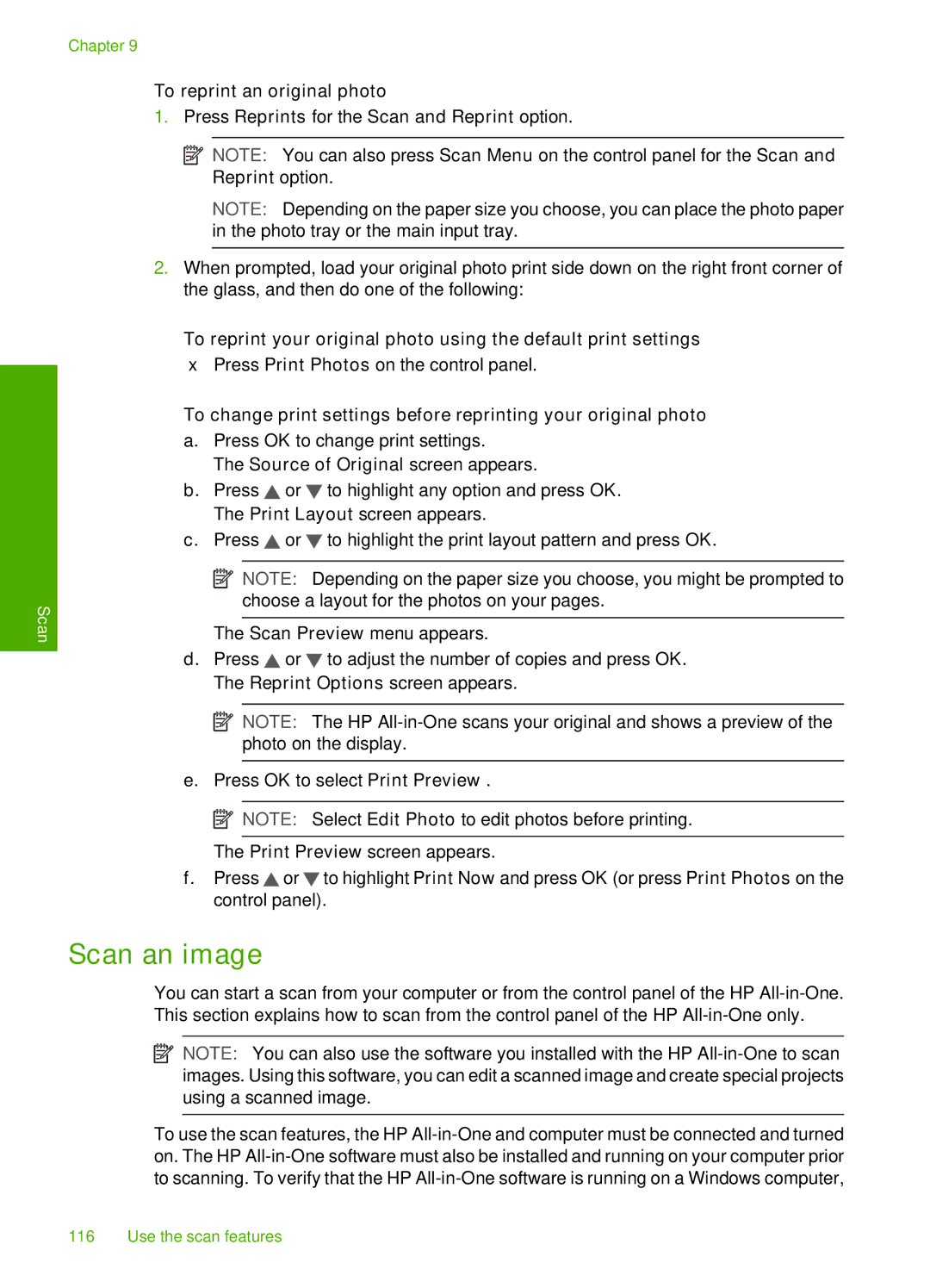 HP C7250, C7288, C7280 manual Scan an image 