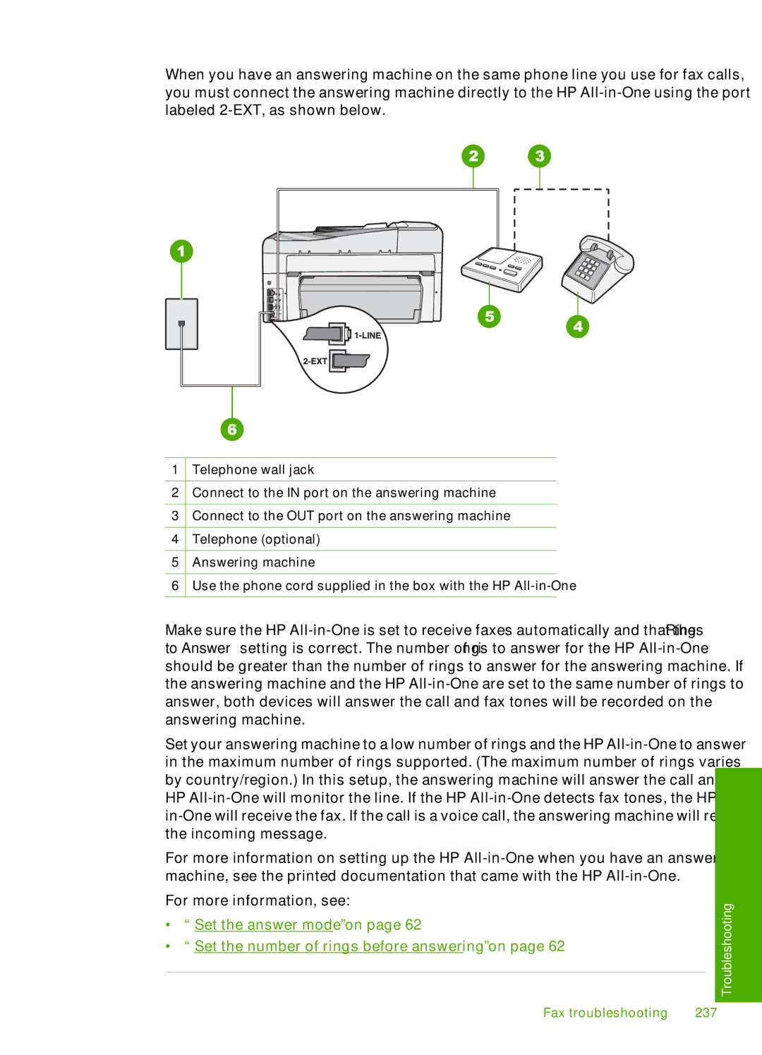 HP C7288, C7250, C7280 manual Fax troubleshooting 237 