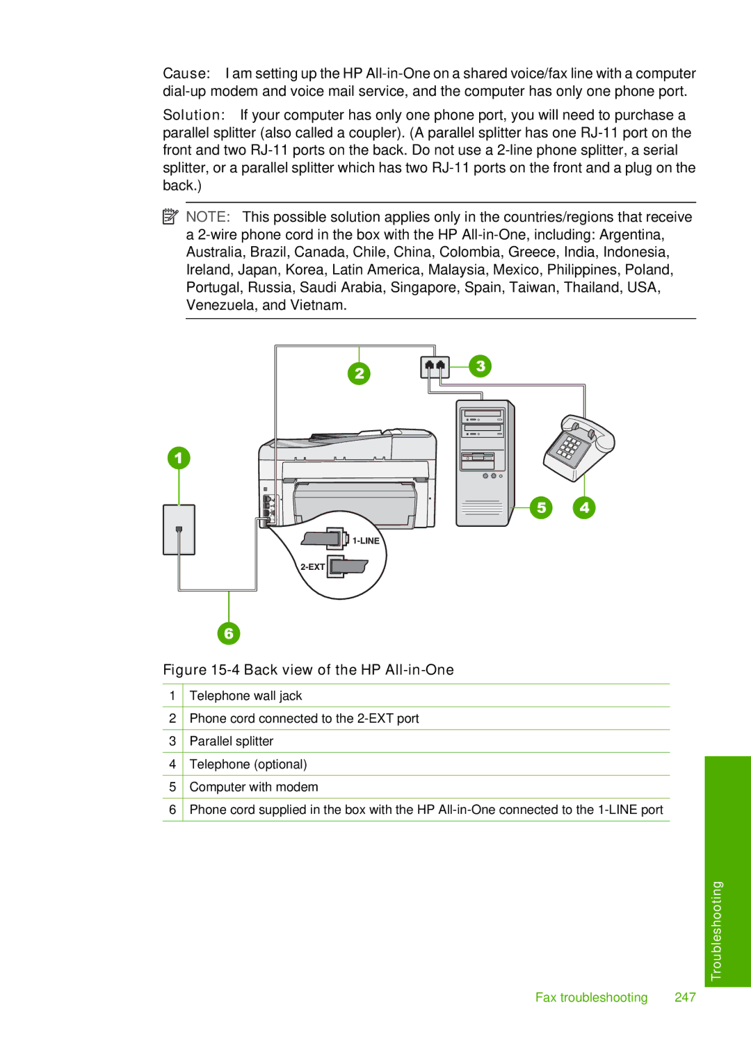 HP C7280, C7250, C7288 manual Fax troubleshooting 247 