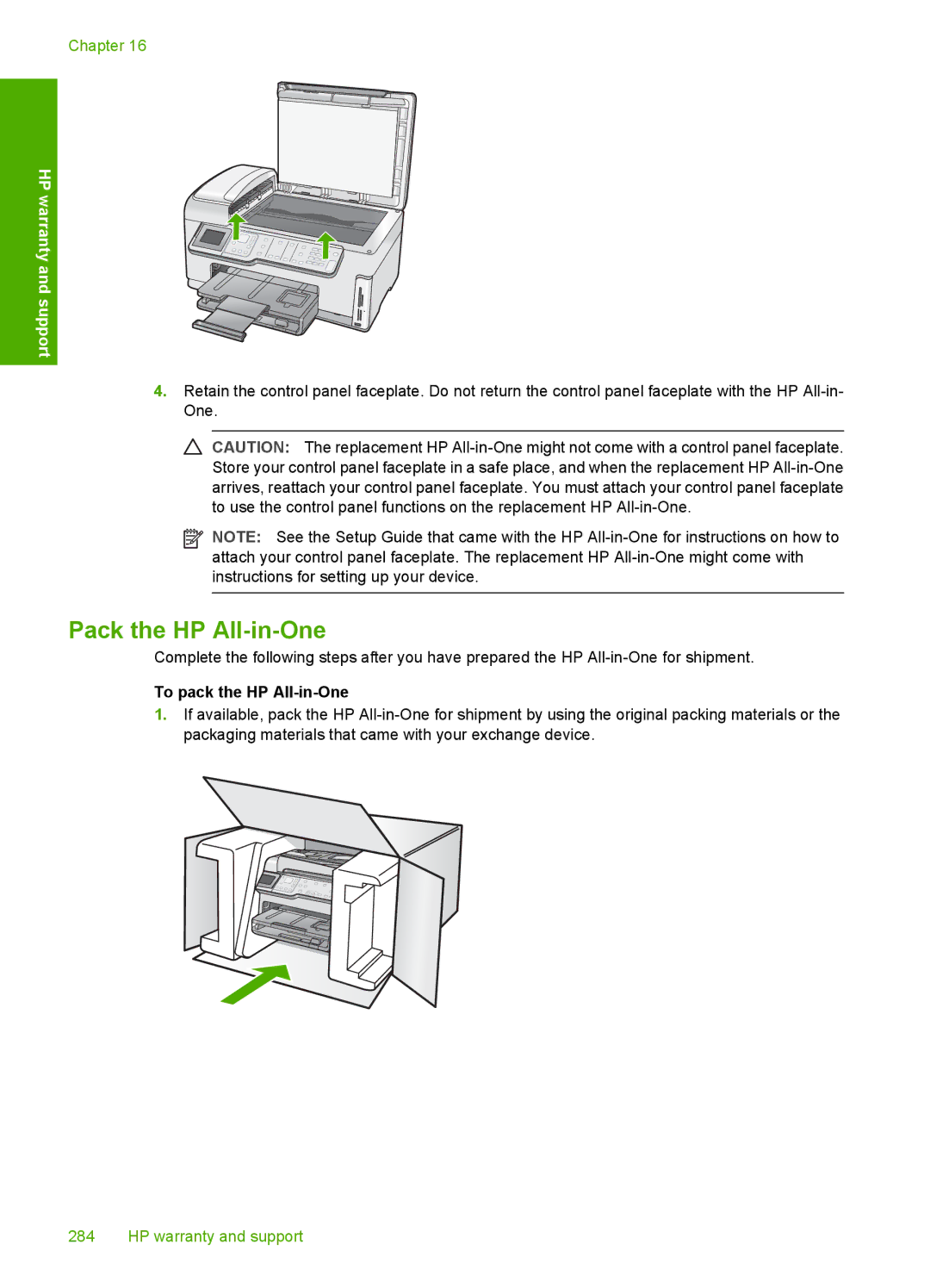 HP C7250, C7288, C7280 manual Pack the HP All-in-One 