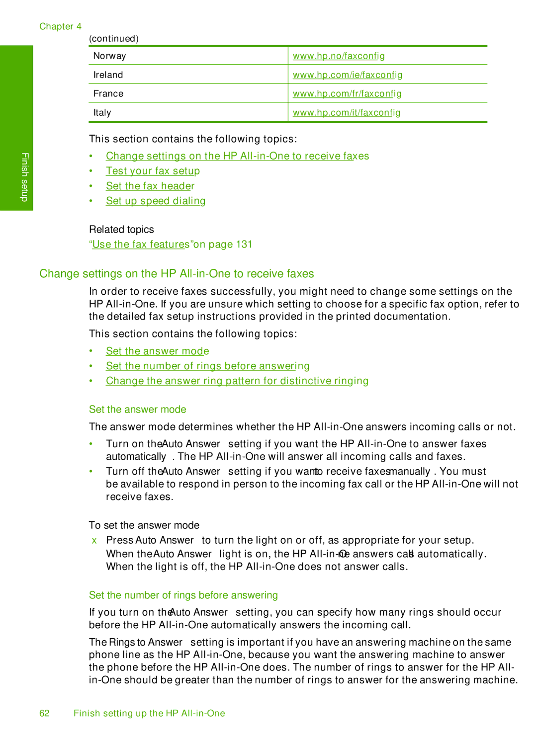 HP C7250, C7288, C7280 Change settings on the HP All-in-One to receive faxes, Set the answer mode, To set the answer mode 