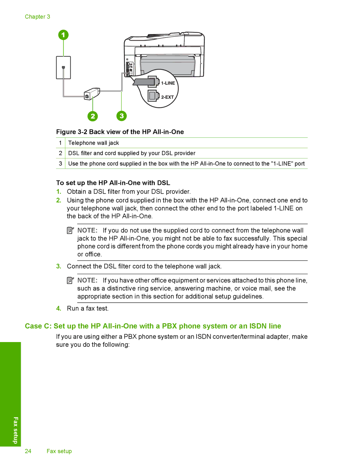 HP C7280, C7250, C7288 manual To set up the HP All-in-One with DSL 