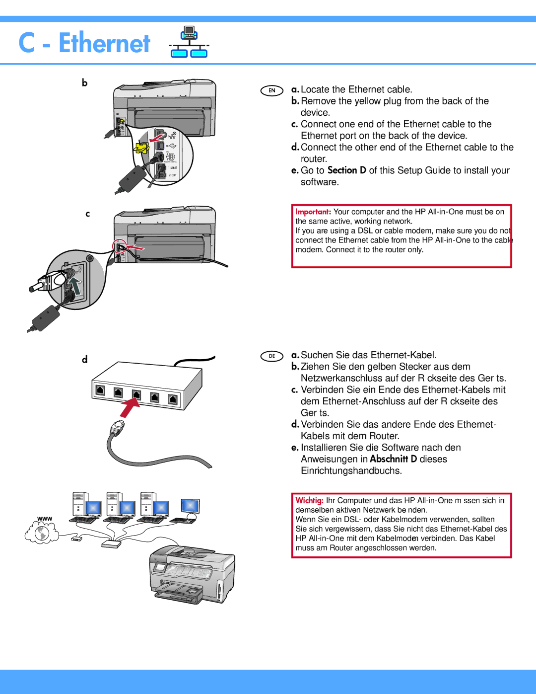 HP C7280 manual Ethernet 