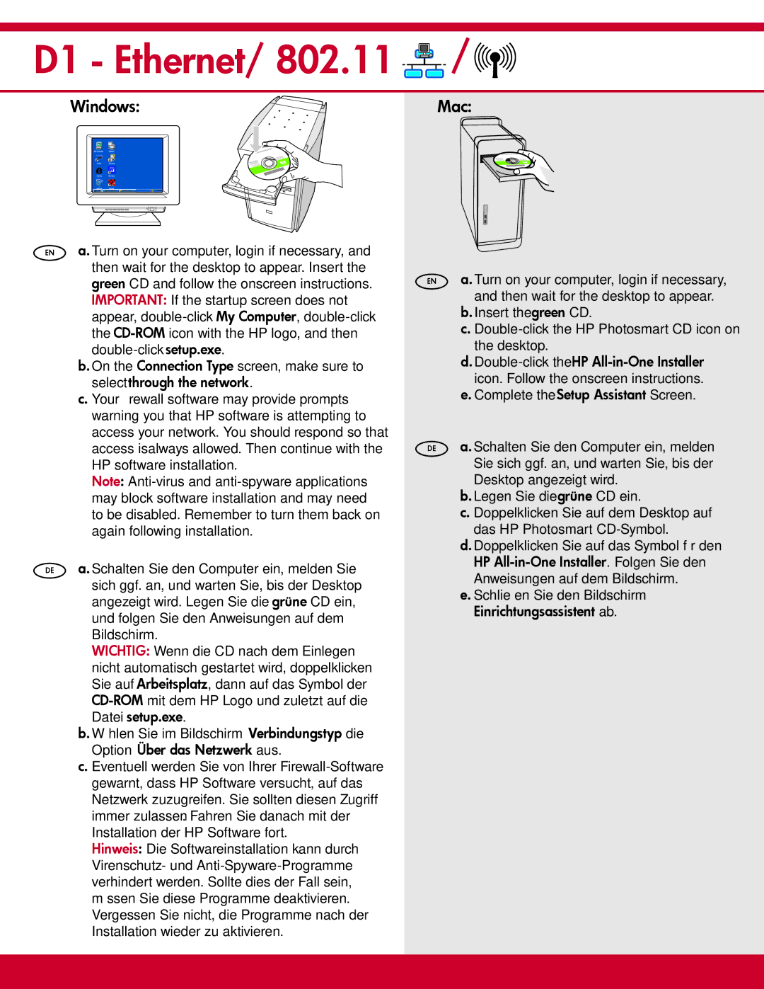 HP C7280 manual D1 Ethernet 