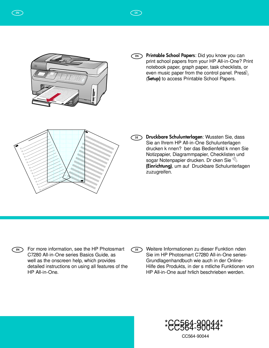 HP C7280 manual EN Explore more features DE Erkunden weiterer Funktionen 