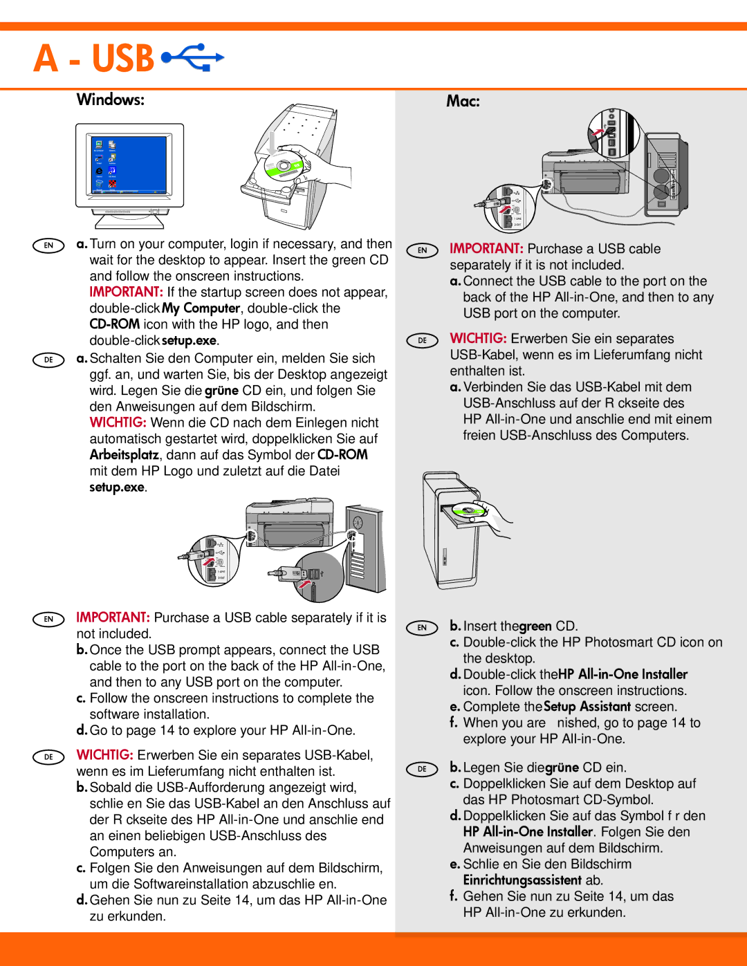 HP C7280 manual Usb 