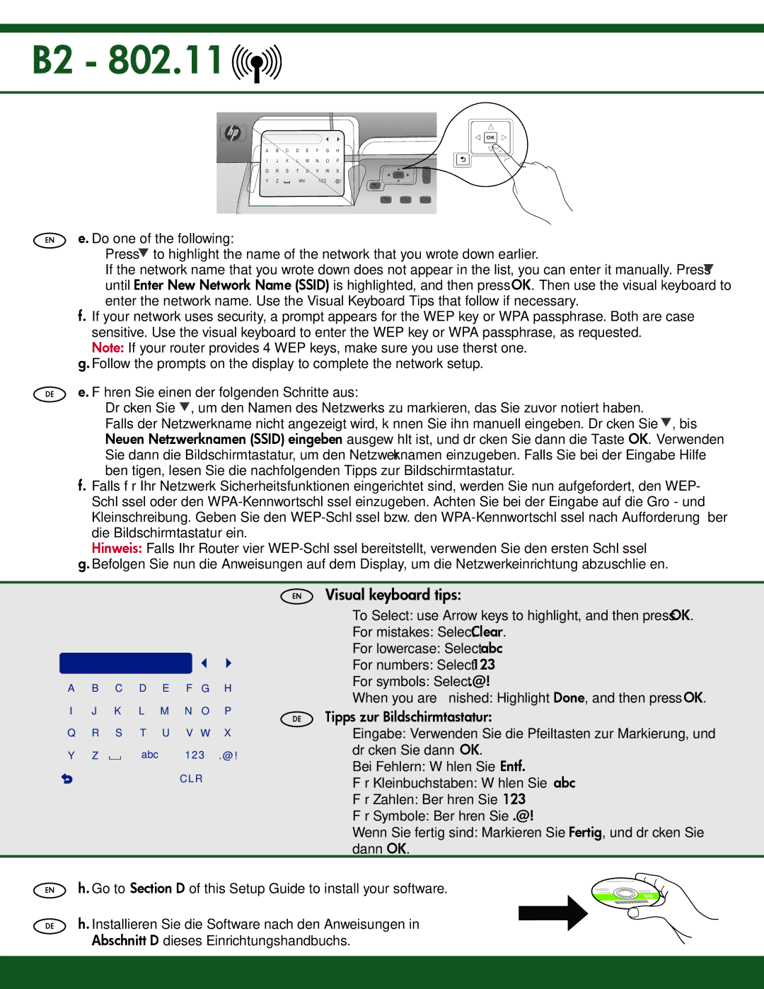 HP C7280 manual Visual keyboard tips 