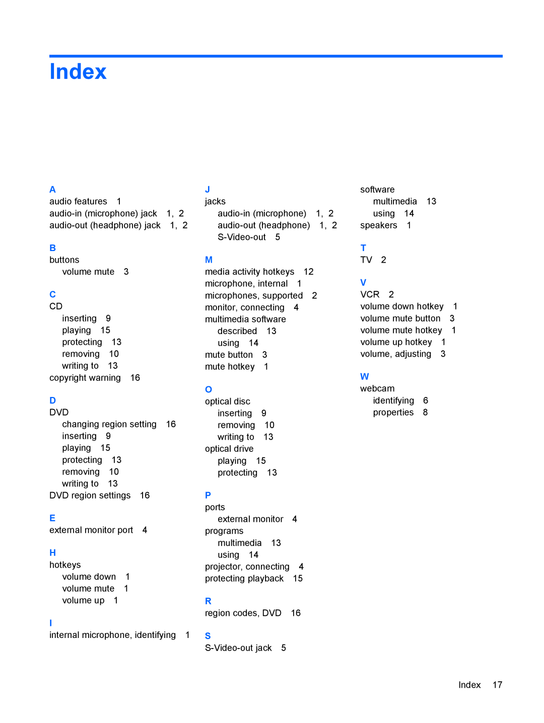 HP C768CA, C732XX, C753TU, C754CA, C751NR, C750TU, C750LA, C749TU, C746TU, C745TU, C743TU, C741TU, C744TU, C735TU, C731XX Index, Dvd 