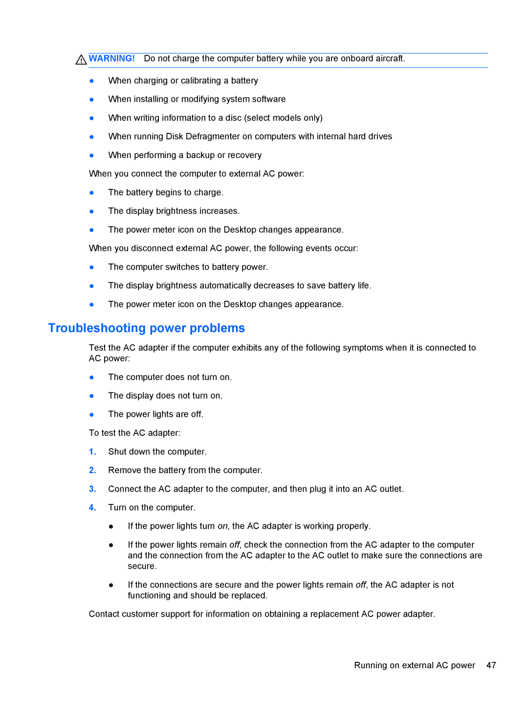 HP C7S02UA#ABA, C2M17UA#ABA, C2L36UA#ABA manual Troubleshooting power problems 