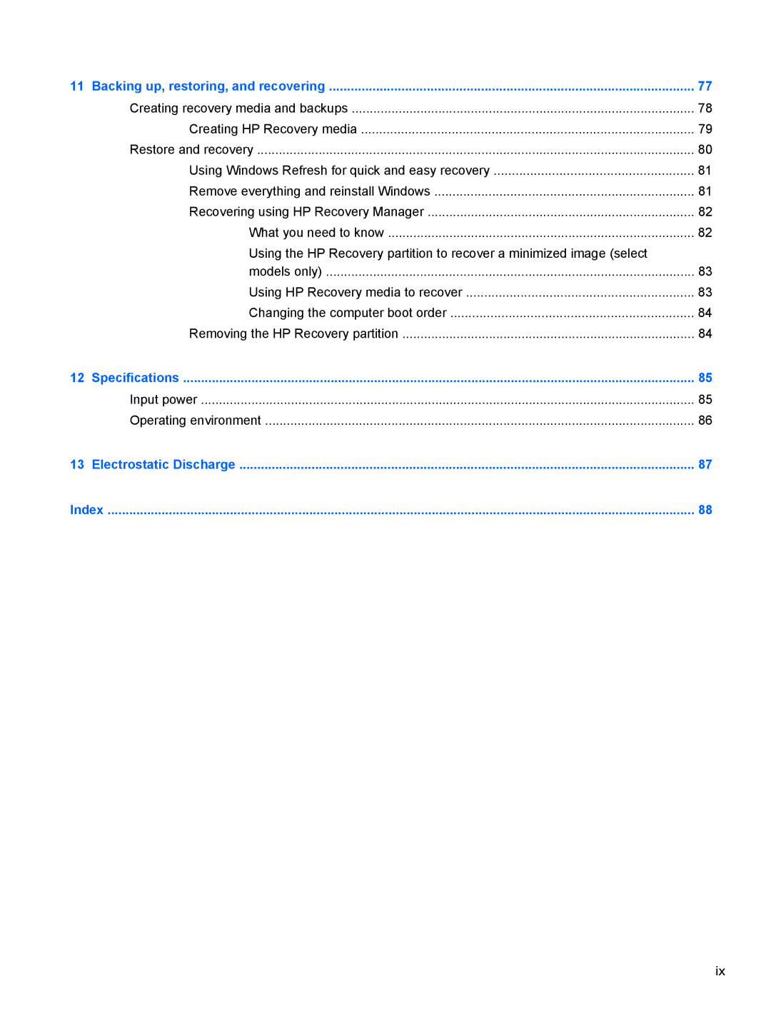 HP C7S02UA#ABA, C2M17UA#ABA, C2L36UA#ABA manual Input power Operating environment 