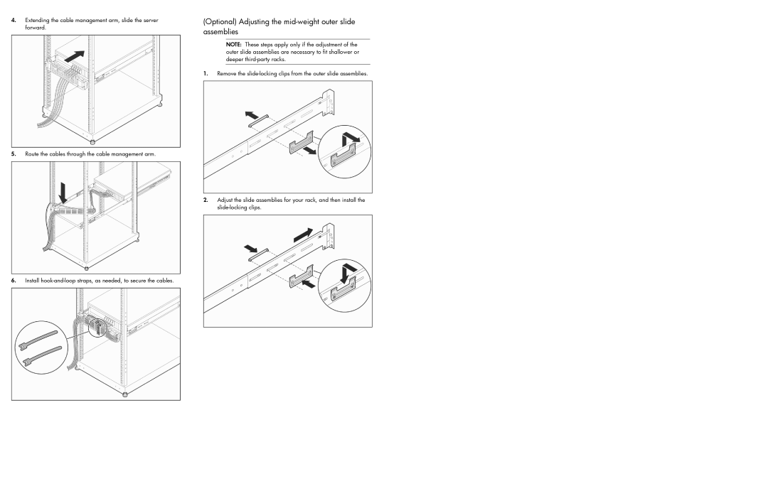 HP c8000 manual Optional Adjusting the mid-weight outer slide assemblies 