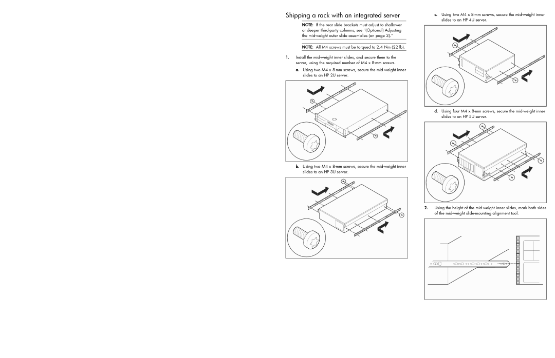 HP c8000 manual Shipping a rack with an integrated server 