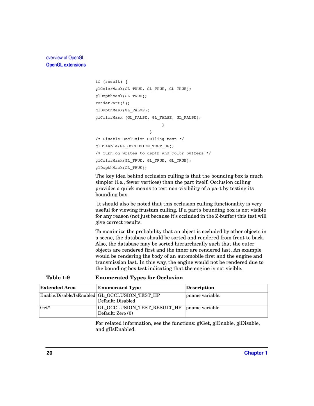 HP c8000 manual Enumerated Types for Occlusion 