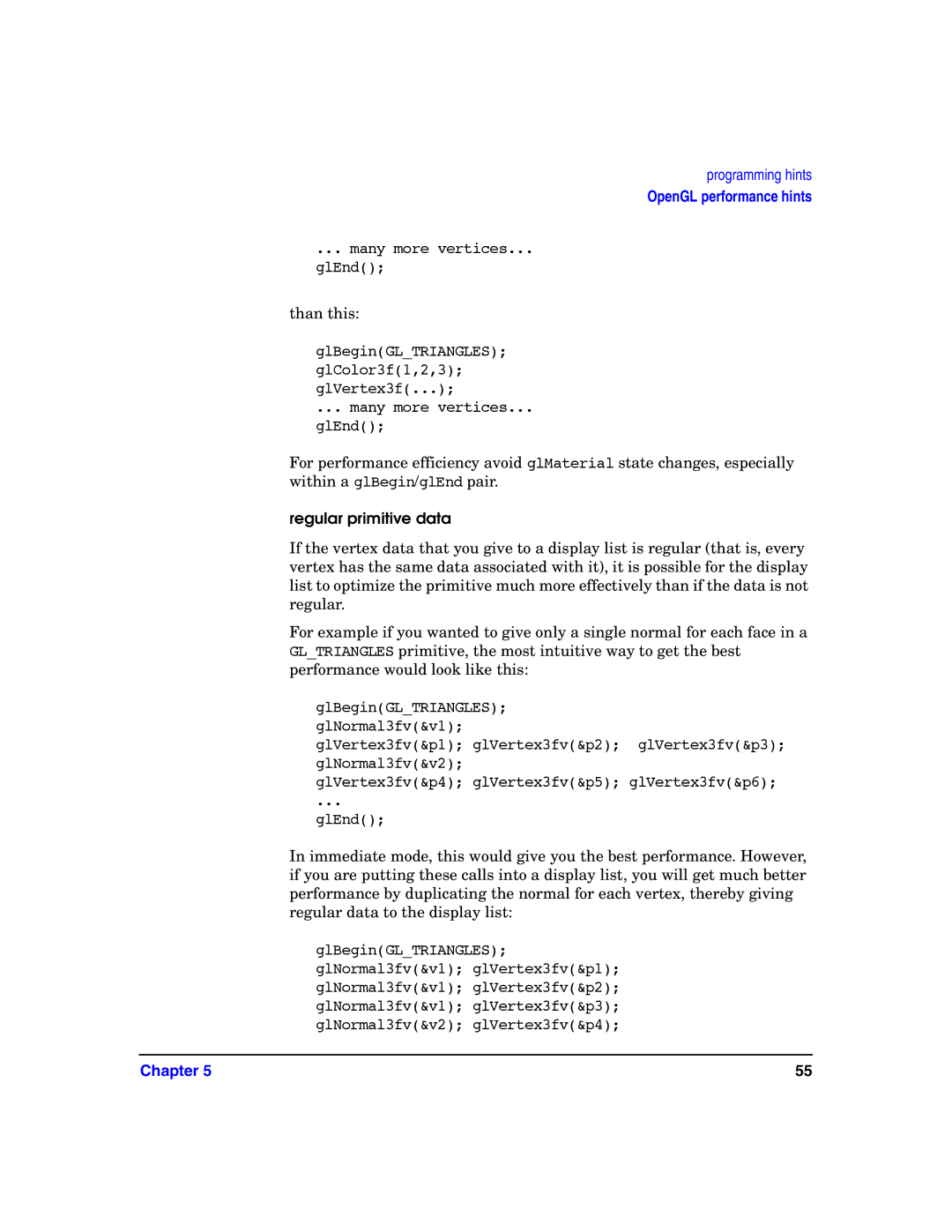 HP c8000 manual Regular primitive data 