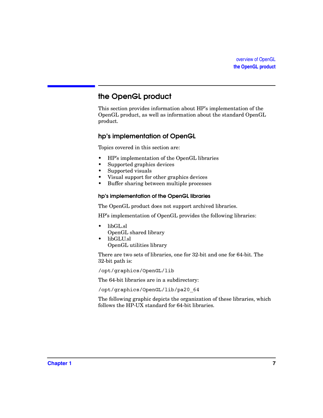 HP c8000 manual OpenGL product, Hp’s implementation of OpenGL, Hp’s implementation of the OpenGL libraries 