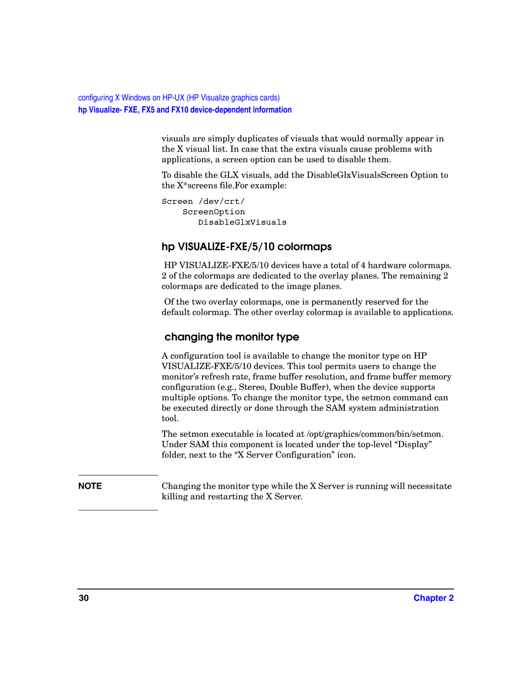 HP c8000 manual Hp VISUALIZE-FXE/5/10 colormaps, Changing the monitor type 