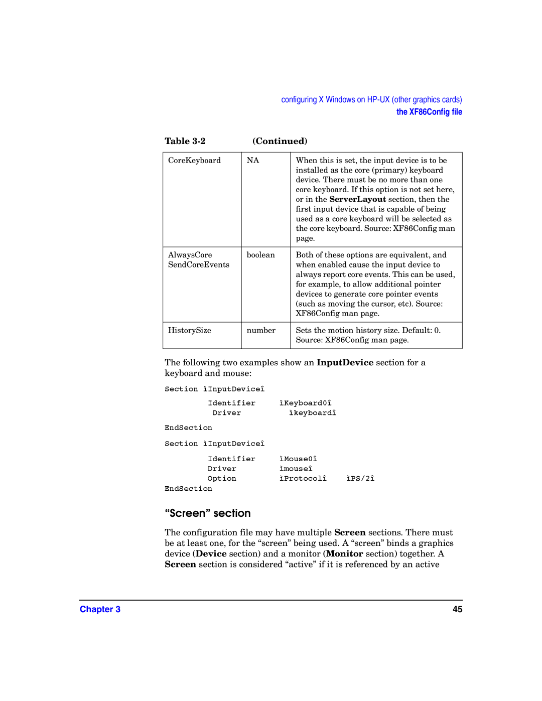 HP c8000 manual Screen section 