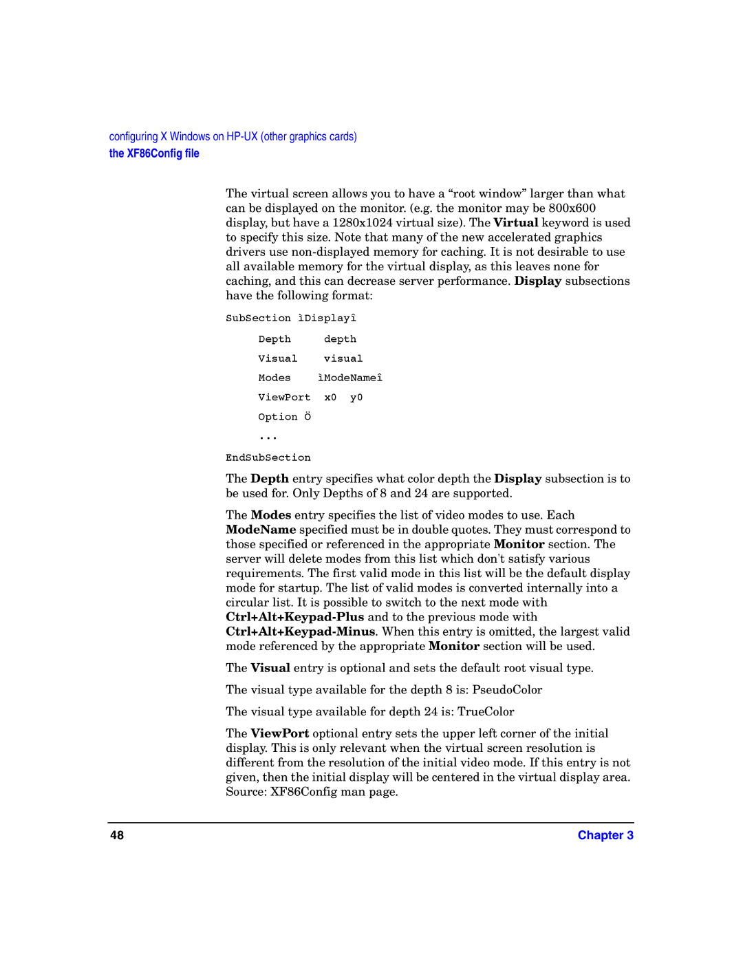 HP c8000 manual XF86Config file 