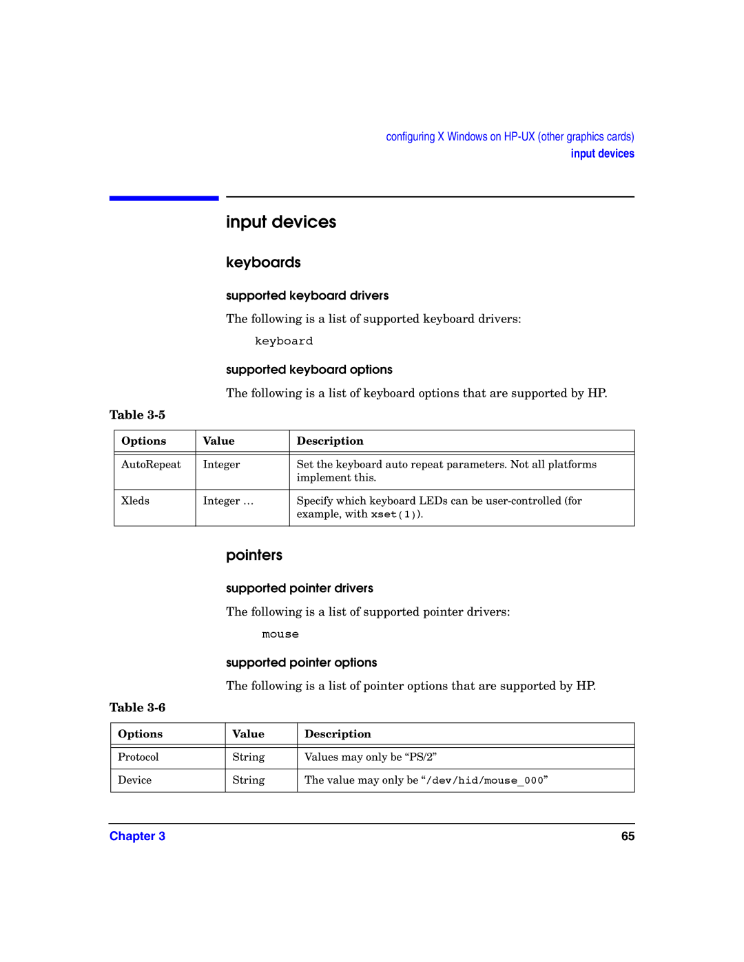 HP c8000 manual Input devices, Keyboards, Pointers 