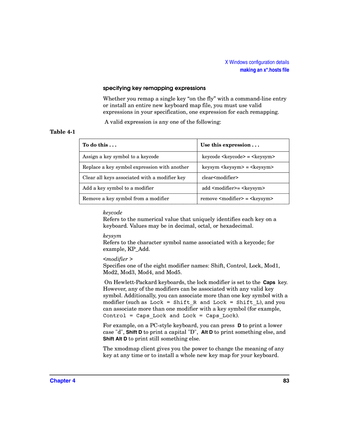 HP c8000 manual Specifying key remapping expressions, To do this Use this expression 