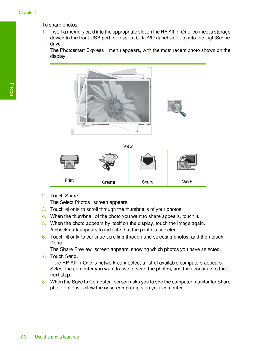 HP L2526A, C8100 manual To share photos 