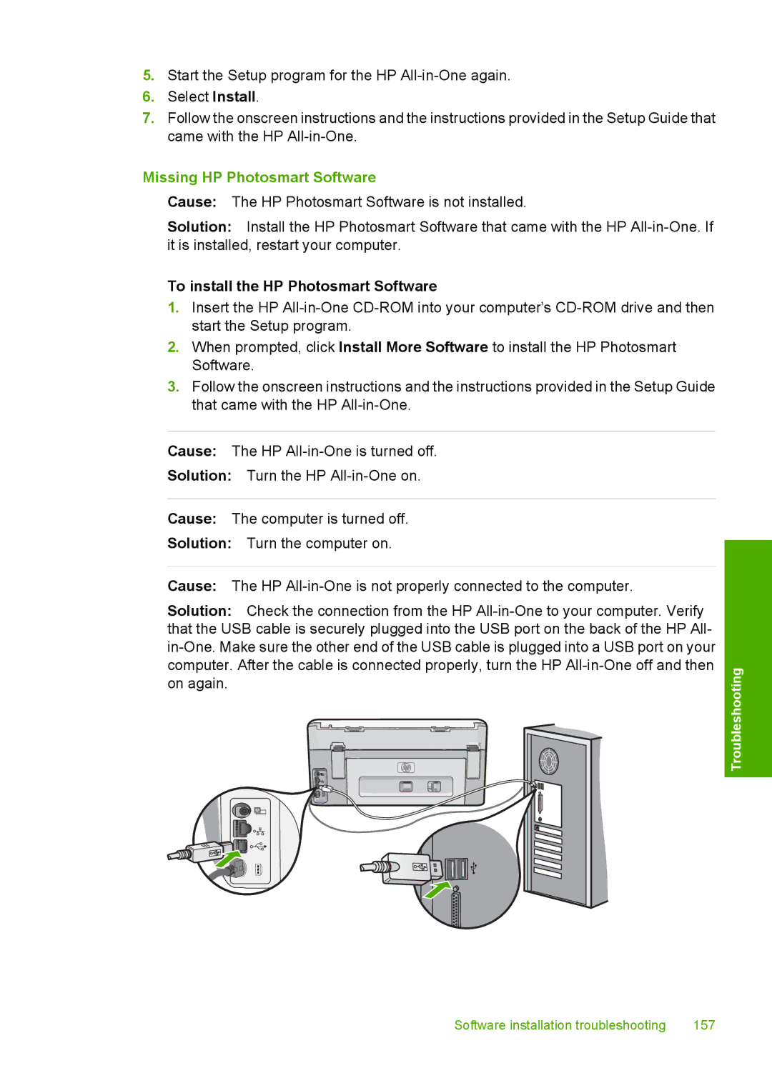 HP C8100, L2526A manual Missing HP Photosmart Software, To install the HP Photosmart Software 