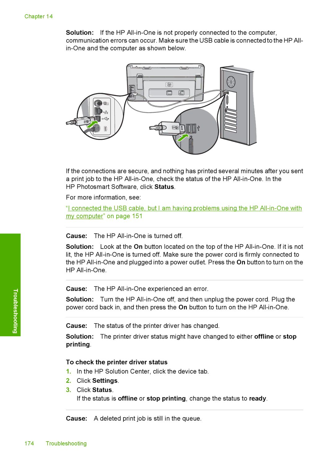 HP L2526A, C8100 manual To check the printer driver status, Click Settings 