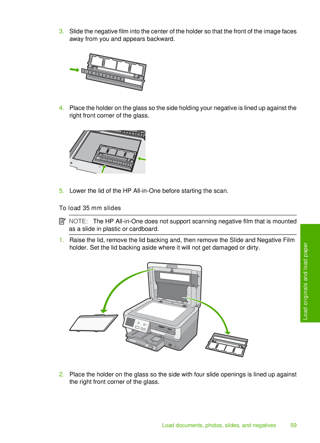 HP C8100, L2526A manual To load 35 mm slides 