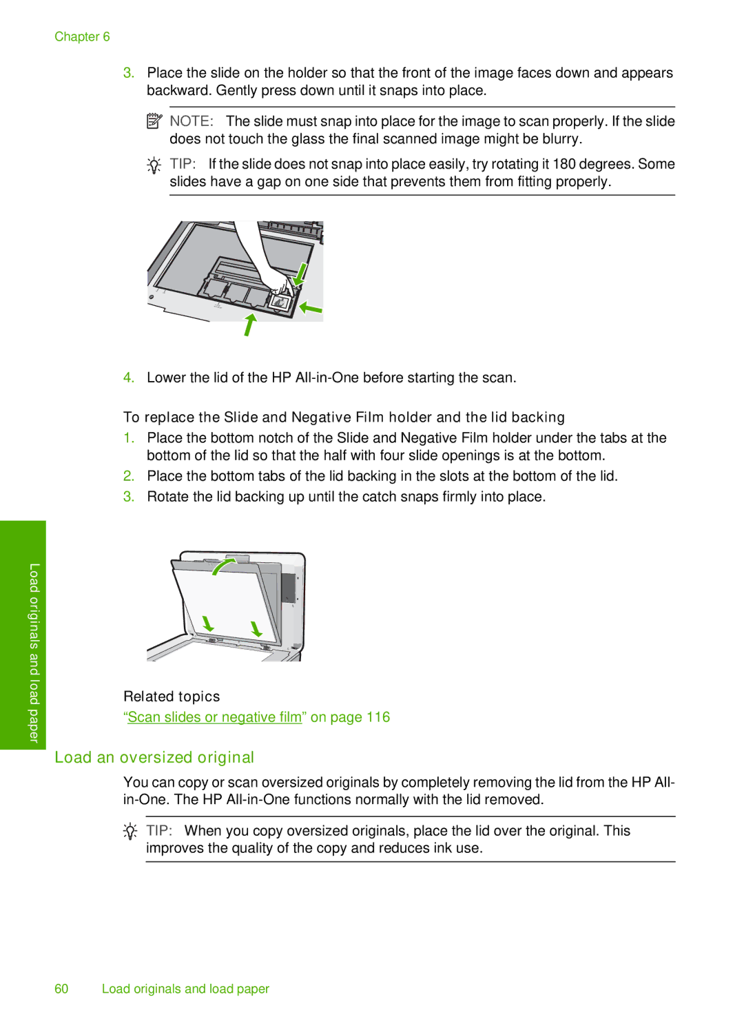 HP L2526A, C8100 manual Load an oversized original, Related topics 