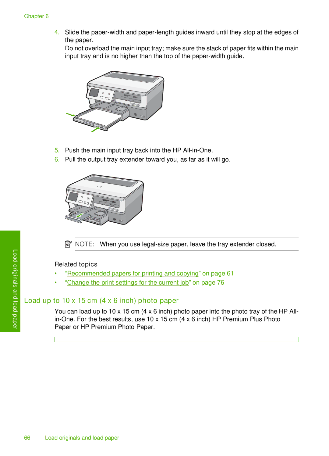 HP L2526A, C8100 manual Load up to 10 x 15 cm 4 x 6 inch photo paper, Related topics 