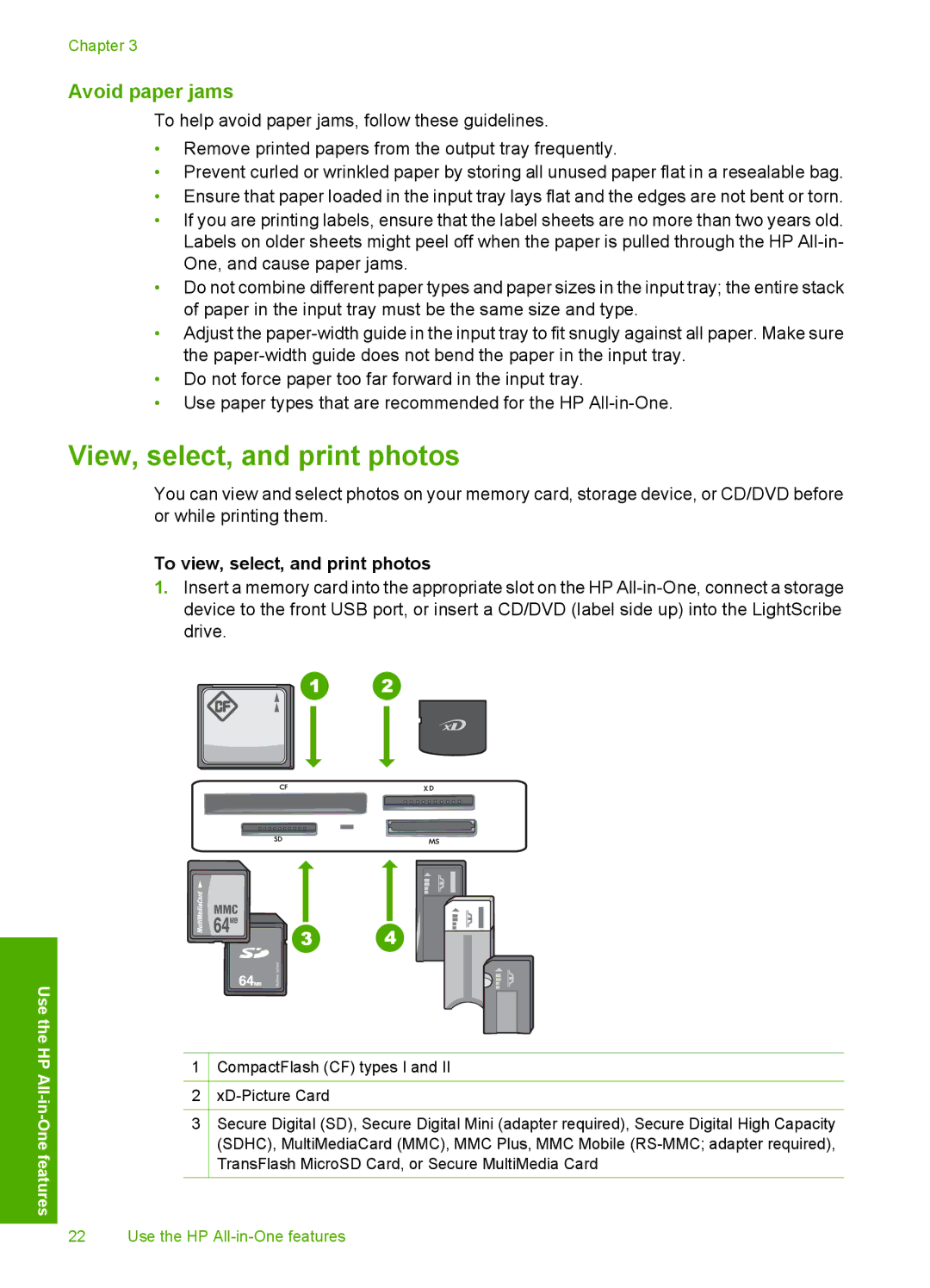 HP C8100 manual View, select, and print photos, Avoid paper jams, To view, select, and print photos 