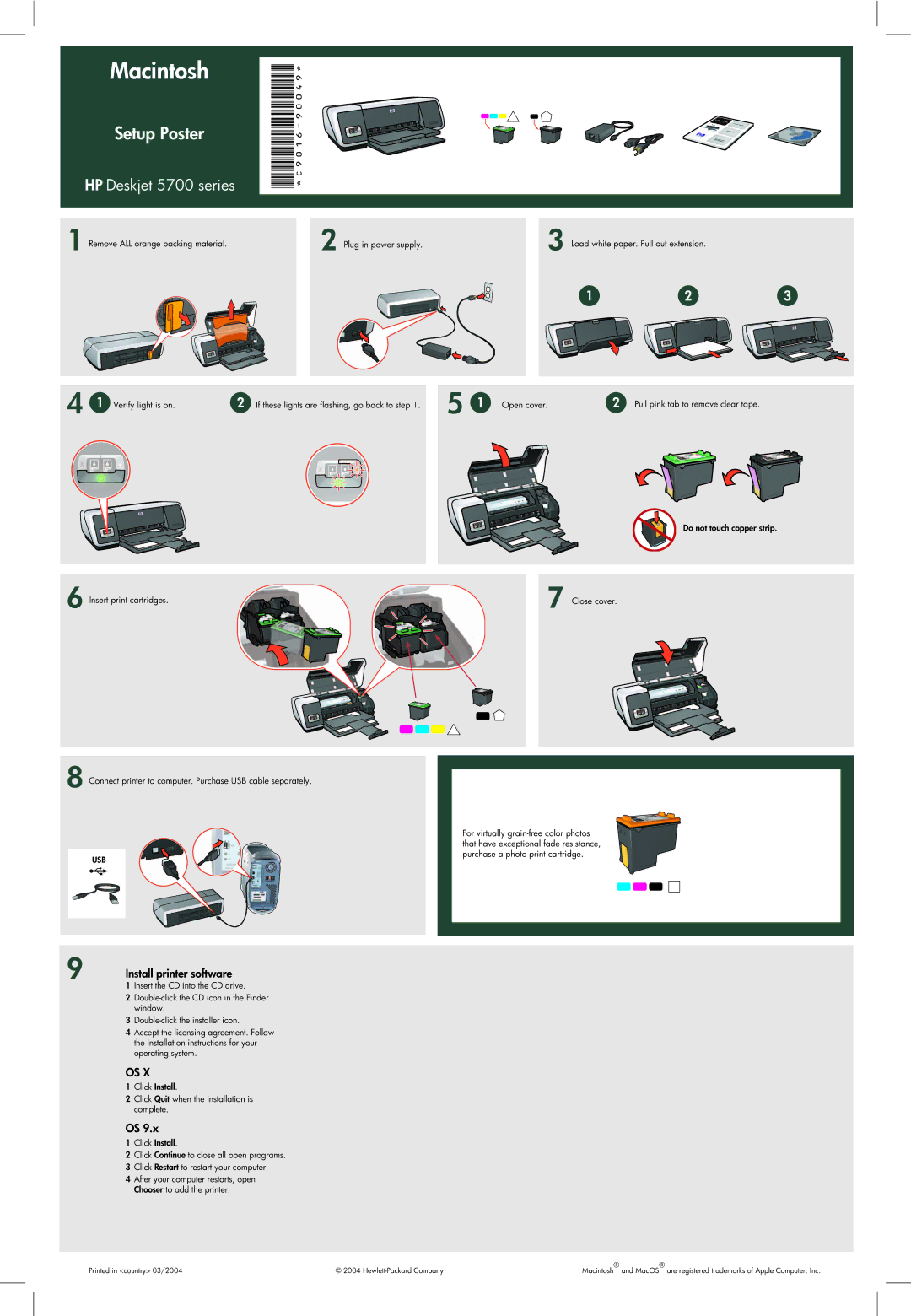 HP C9016-90049 manual Install printer software 