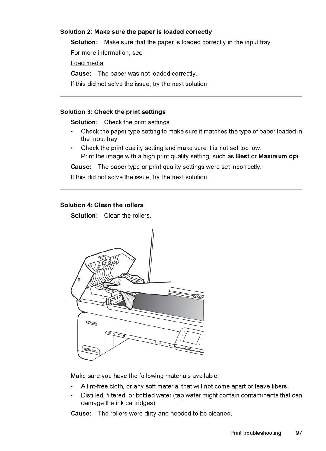 HP 7500A E910 C9309A#B1H manual Solution 2 Make sure the paper is loaded correctly, Solution 3 Check the print settings 