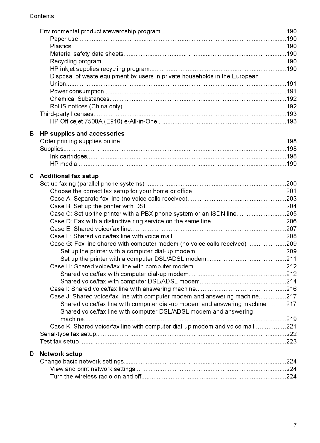 HP 7500A E910 C9309A#B1H manual HP supplies and accessories, Additional fax setup, Network setup 