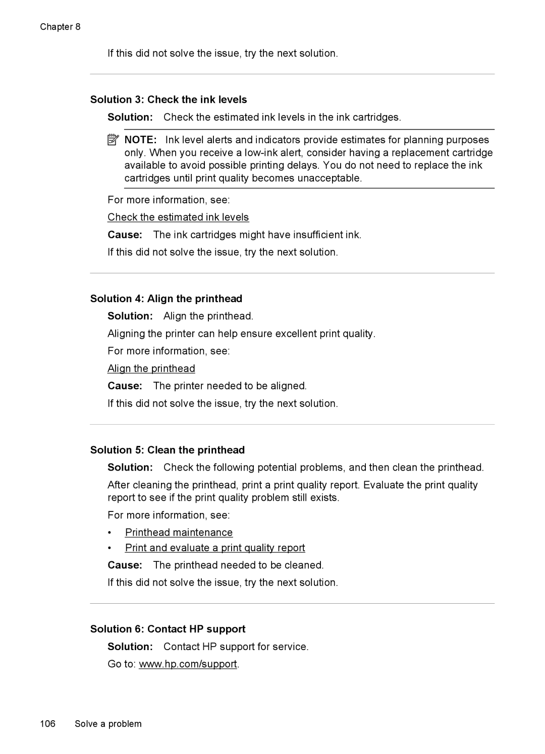 HP 7500A E910 C9309A#B1H manual Solution 3 Check the ink levels, Solution 4 Align the printhead 