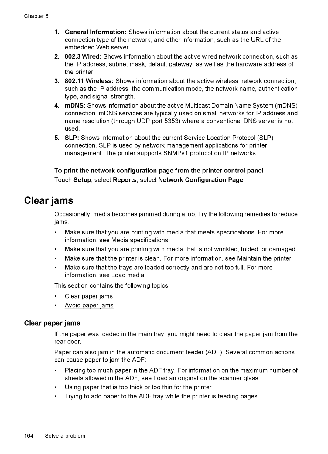 HP 7500A E910 C9309A#B1H manual Clear jams, Clear paper jams 