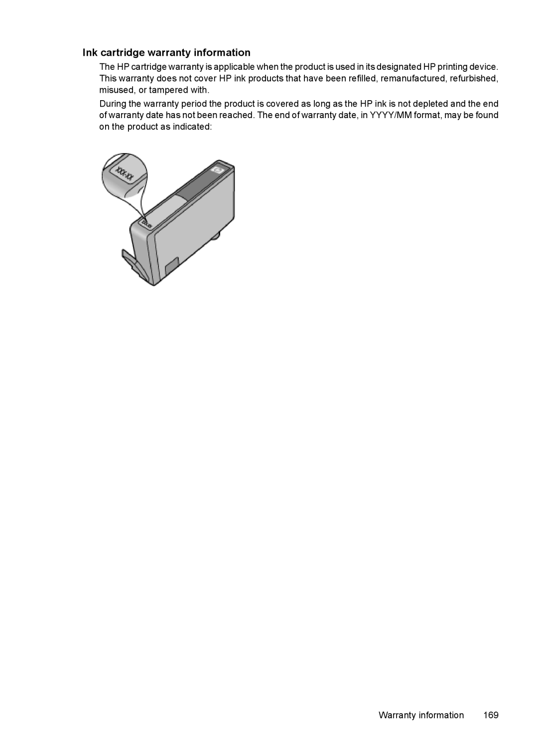 HP 7500A E910 C9309A#B1H manual Ink cartridge warranty information 