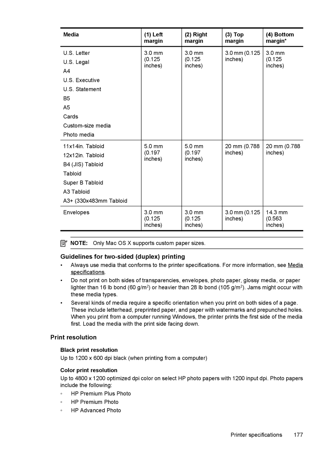 HP 7500A E910 C9309A#B1H manual Guidelines for two-sided duplex printing, Print resolution 