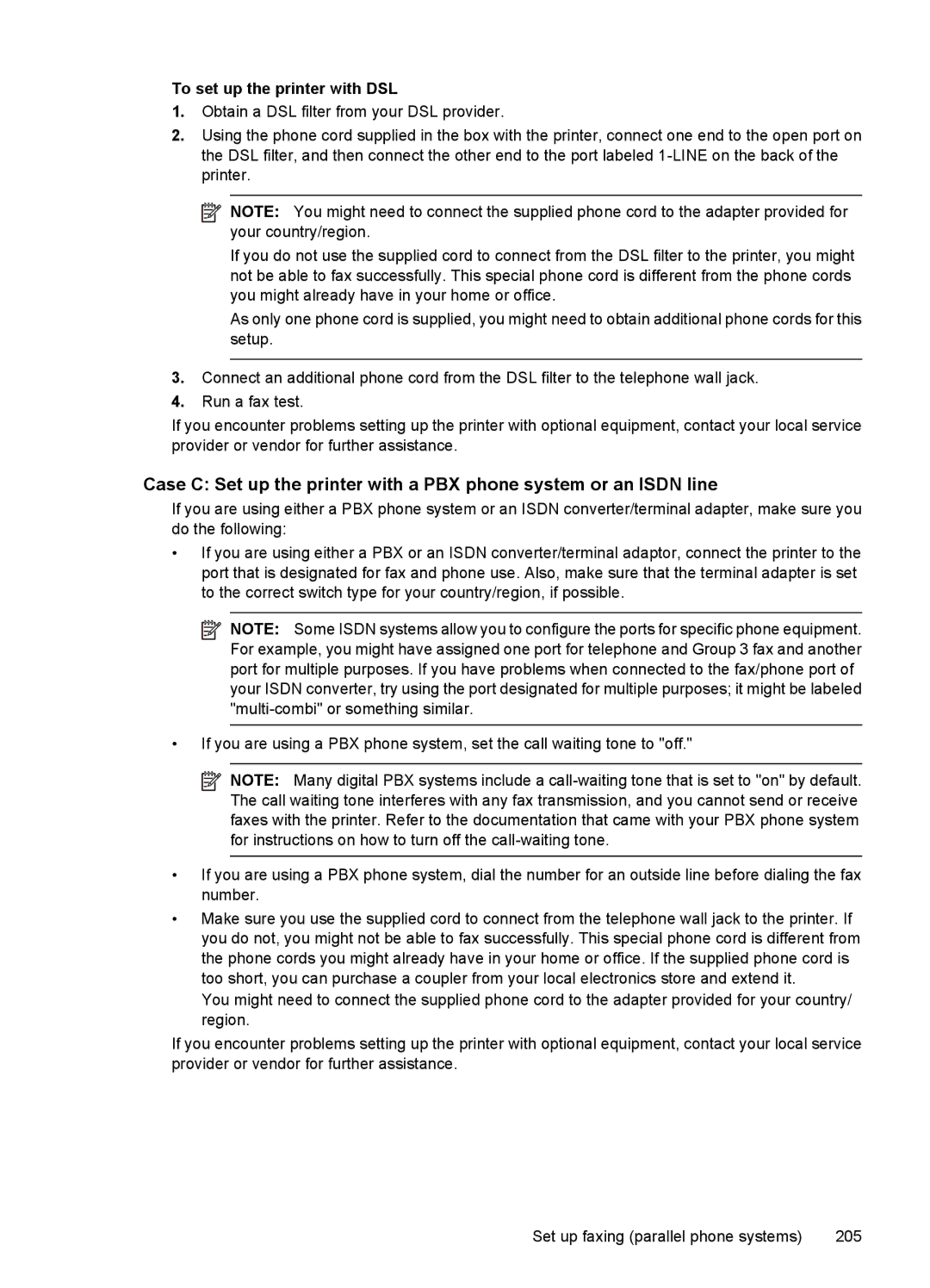 HP 7500A E910 C9309A#B1H manual To set up the printer with DSL 