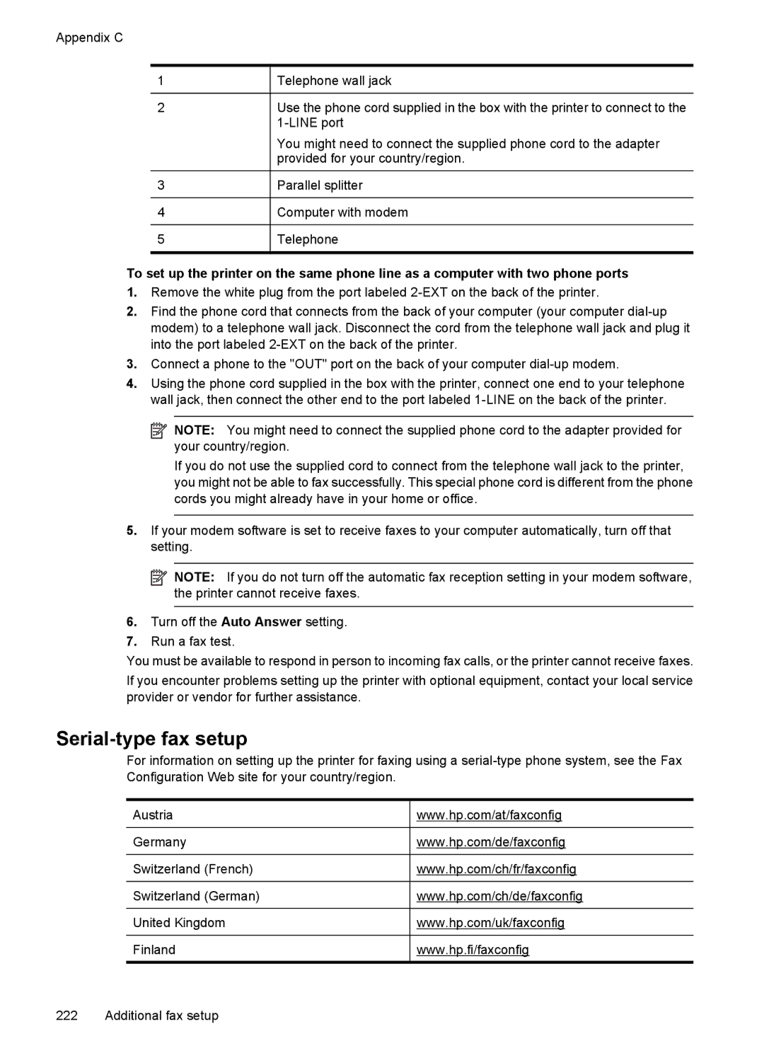 HP 7500A E910 C9309A#B1H manual Serial-type fax setup 