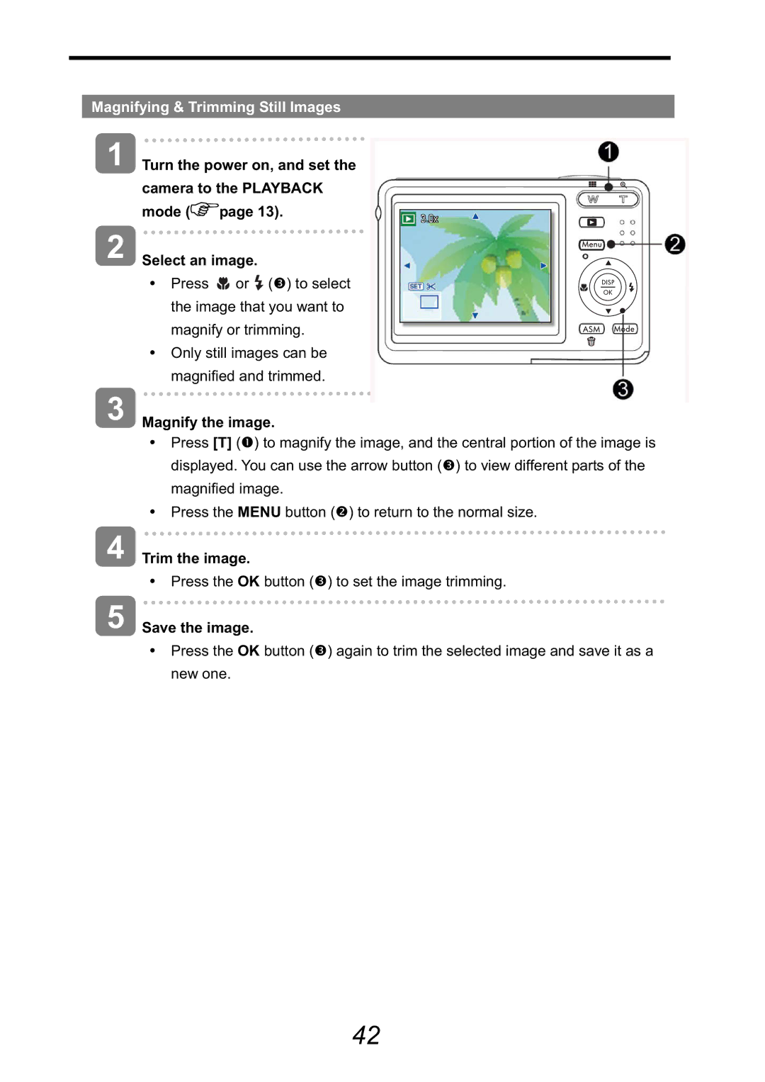 HP CA-340 manual Magnifying & Trimming Still Images, Magnify the image, Trim the image, Save the image 