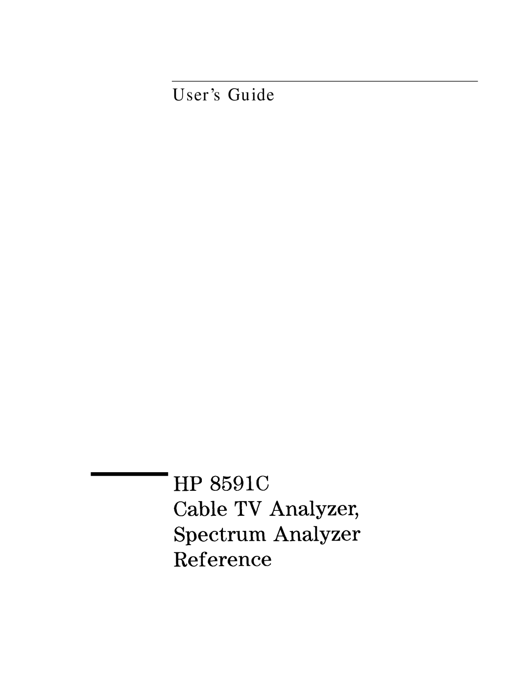 HP Cable Box 8591C manual HP 8591C Cable TV Analyzer Spectrum Analyzer Reference 