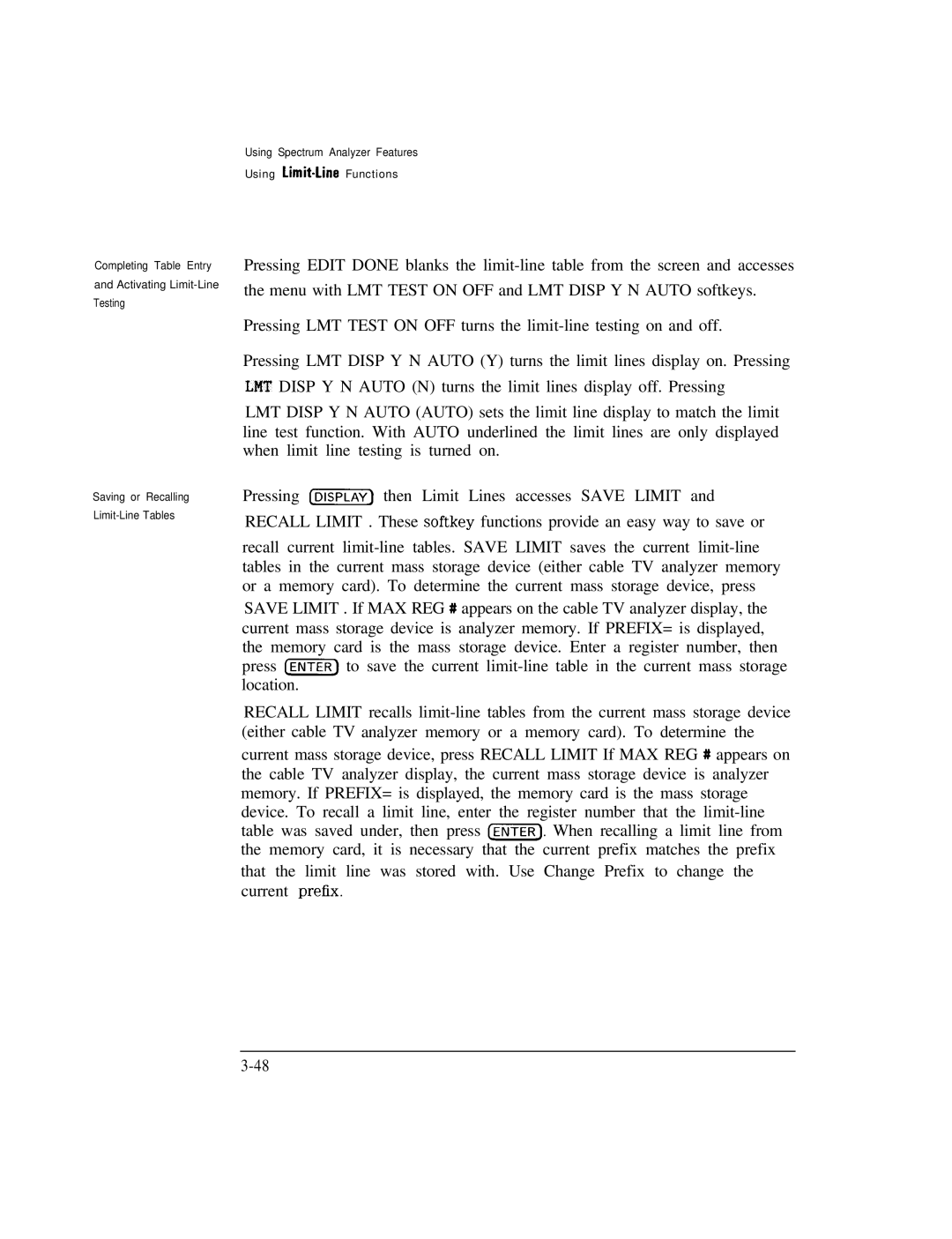 HP Cable Box 8591C manual Using Limit4ine Functions 