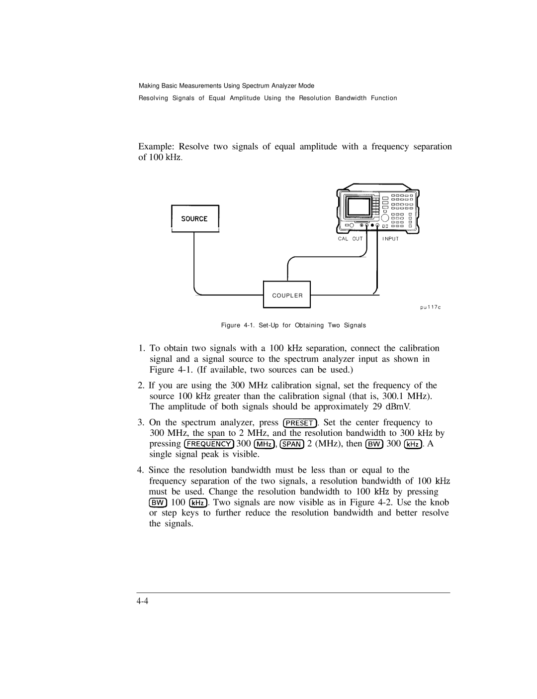 HP Cable Box 8591C manual Making Basic Measurements Using Spectrum Analyzer Mode 